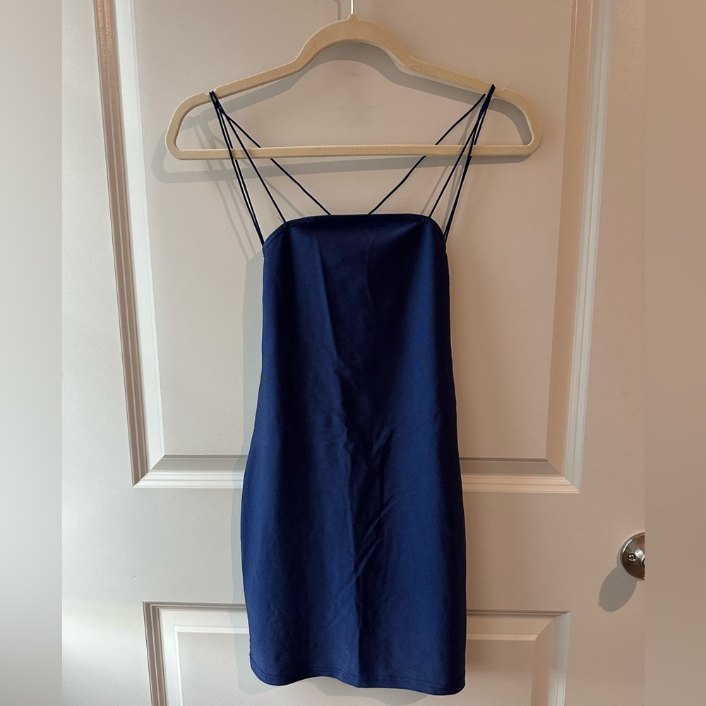Kiki Strappy Mini Dress in Blue from Superdown